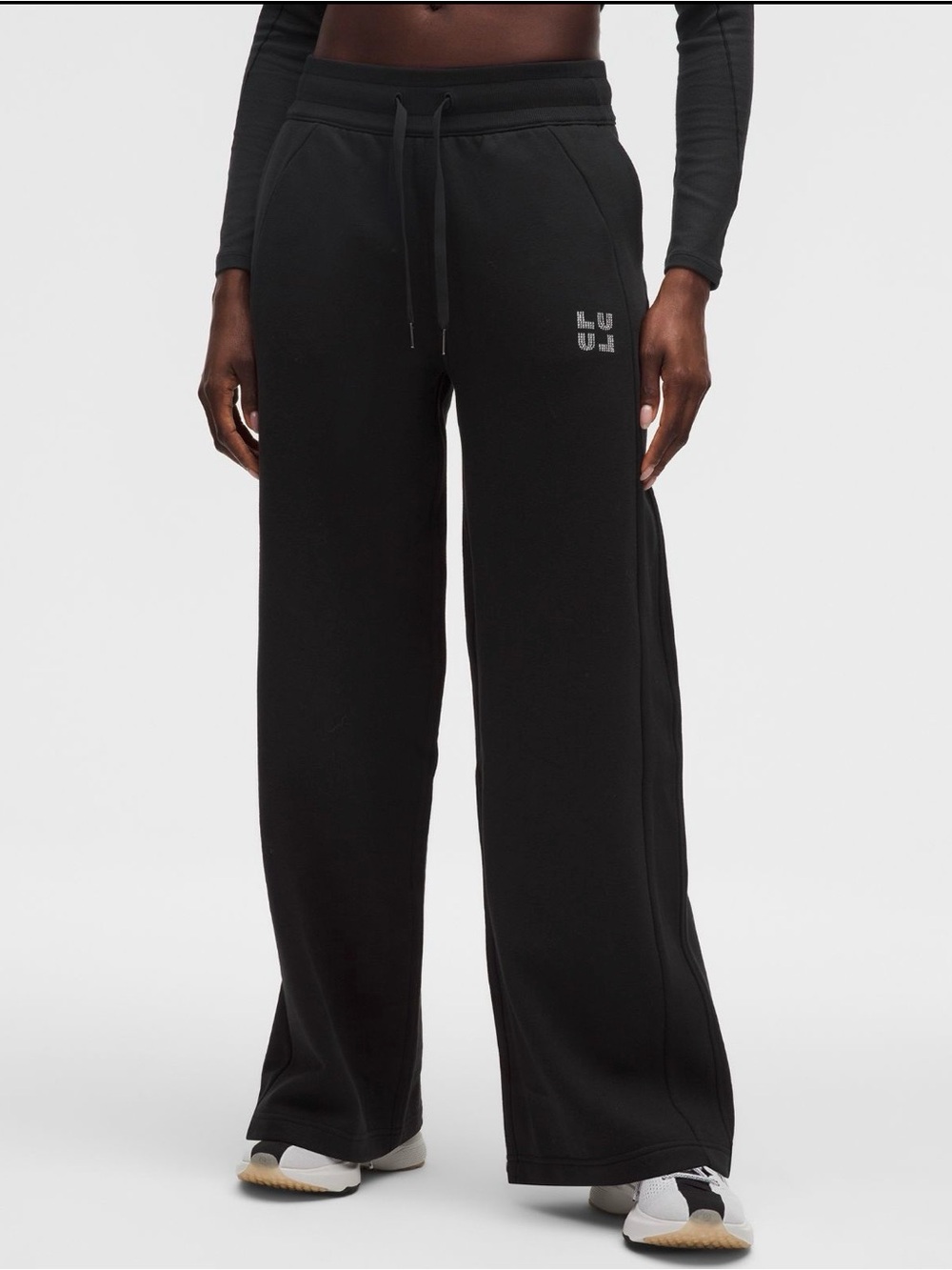 lululemon athletica Black Wide-Leg Joggers with Logo